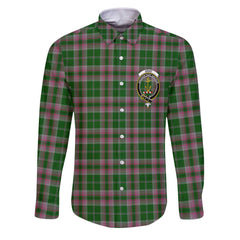 Clan Gray Tartan Long Sleeve Button Shirt Crest And Plaid Basic Style