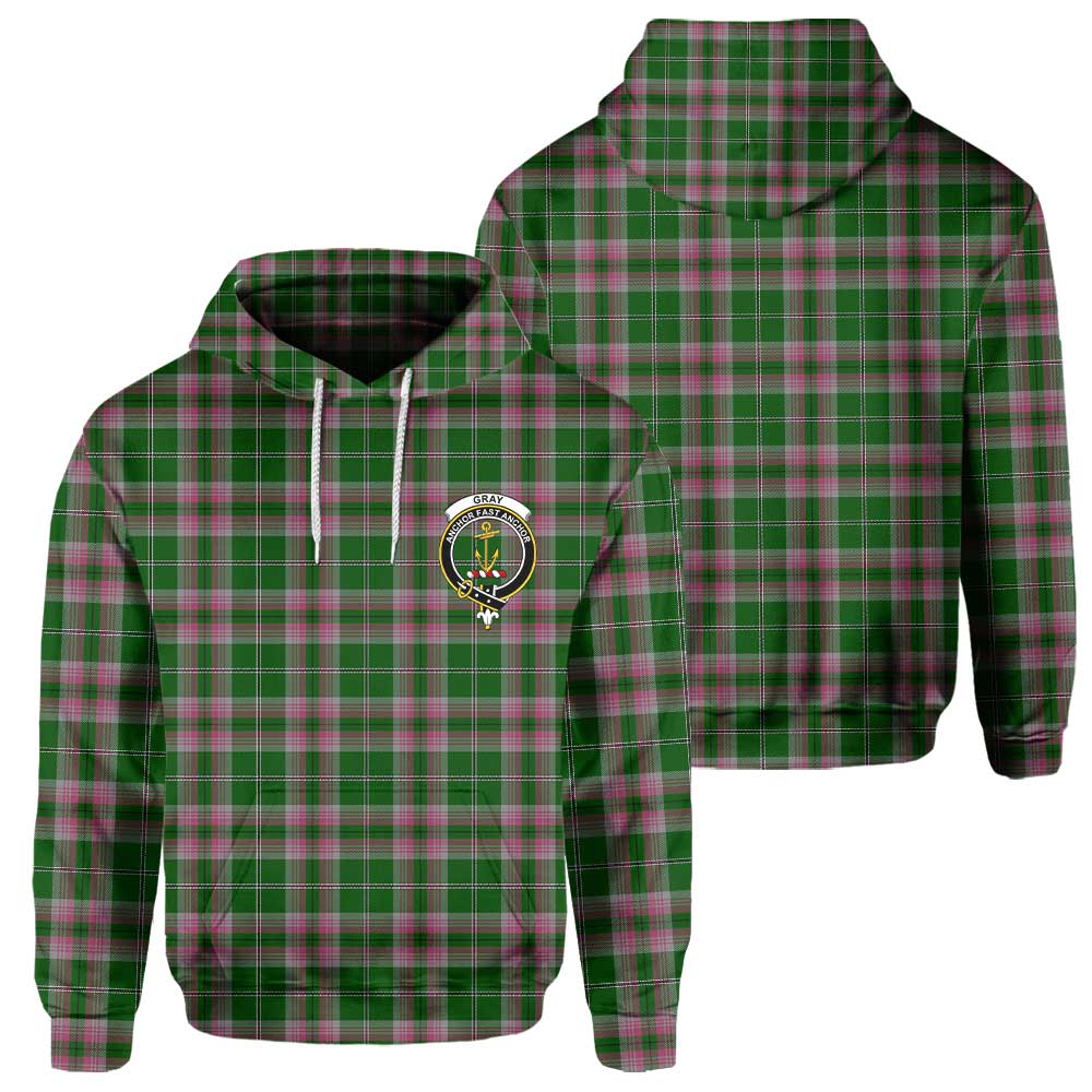 Clan Gray Tartan Men Hoodie Crest And Plaid Basic Style