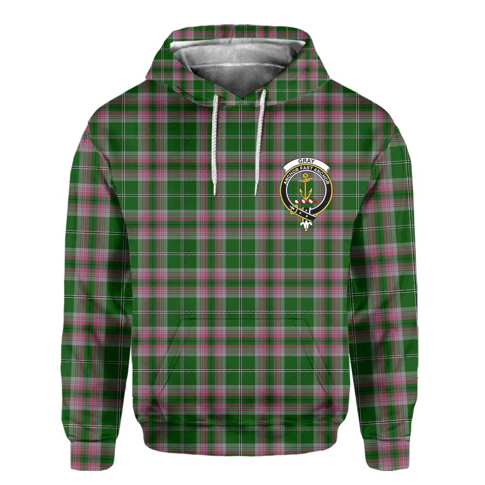 Clan Gray Tartan Men Hoodie Crest And Plaid Basic Style