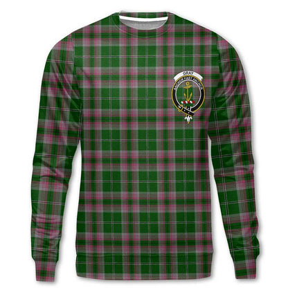 Clan Gray Tartan Men Sweatshirt Crest And Plaid Basic Style