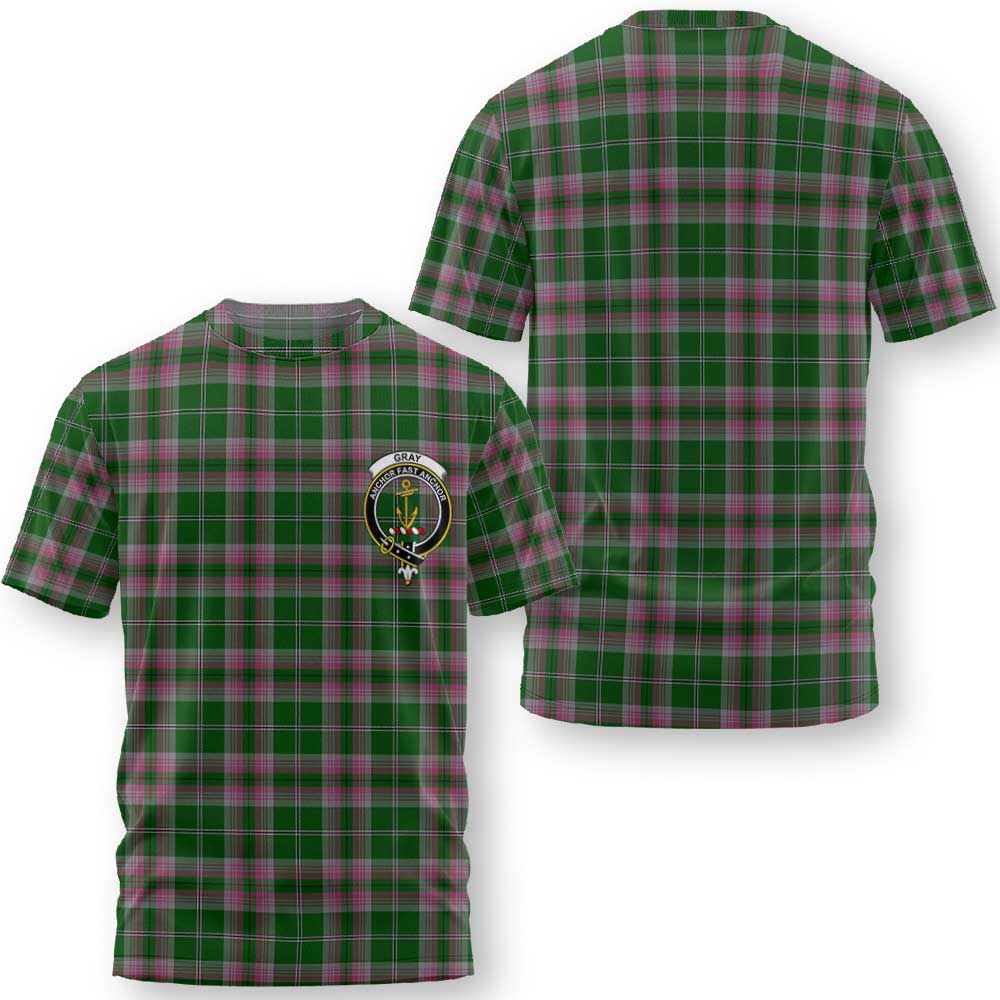 Clan Gray Tartan Men T Shirt Crest And Plaid Basic Style