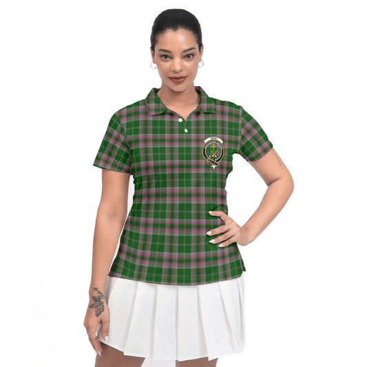 Clan Gray Tartan Women Polo Shirt Crest And Plaid Basic Style