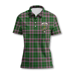 Clan Gray Tartan Women Polo Shirt Crest And Plaid Basic Style