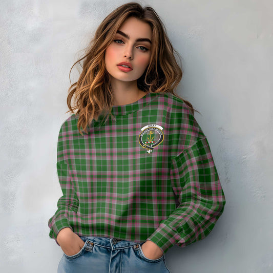 Clan Gray Tartan Women Sweatshirt Crest And Plaid Basic Style