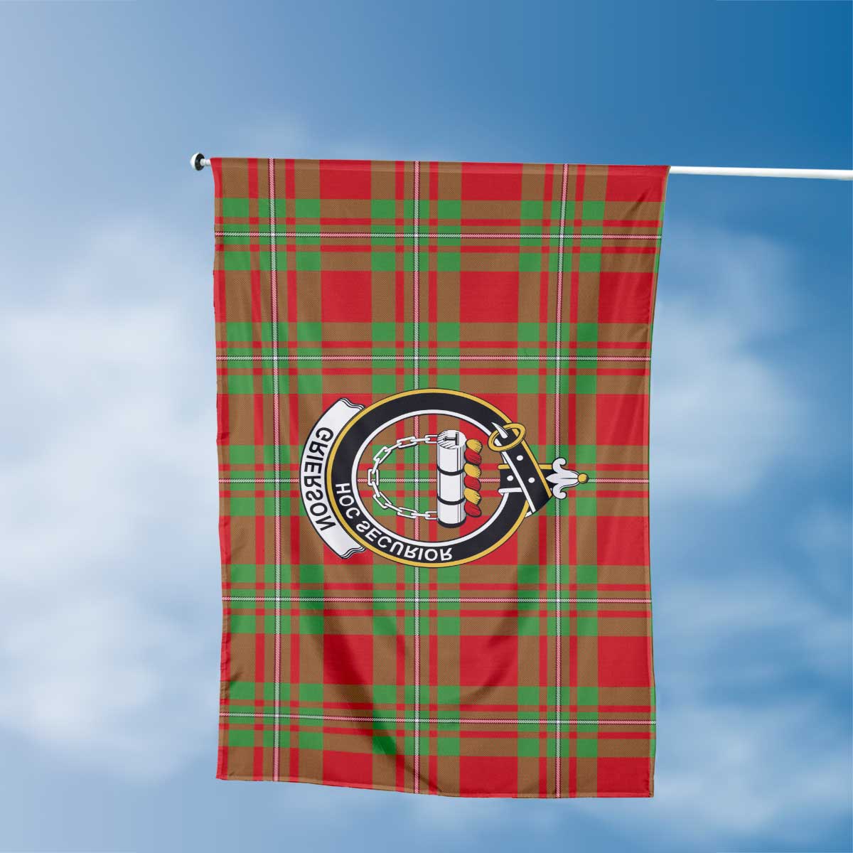 Clan Grierson Tartan Flag Crest And Plaid Basic Style