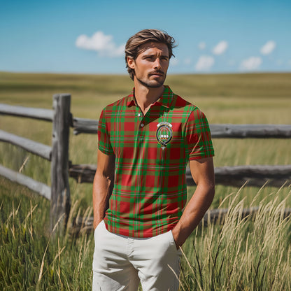 Clan Grierson Tartan Golf Men Polo Shirt Crest And Plaid Basic Style