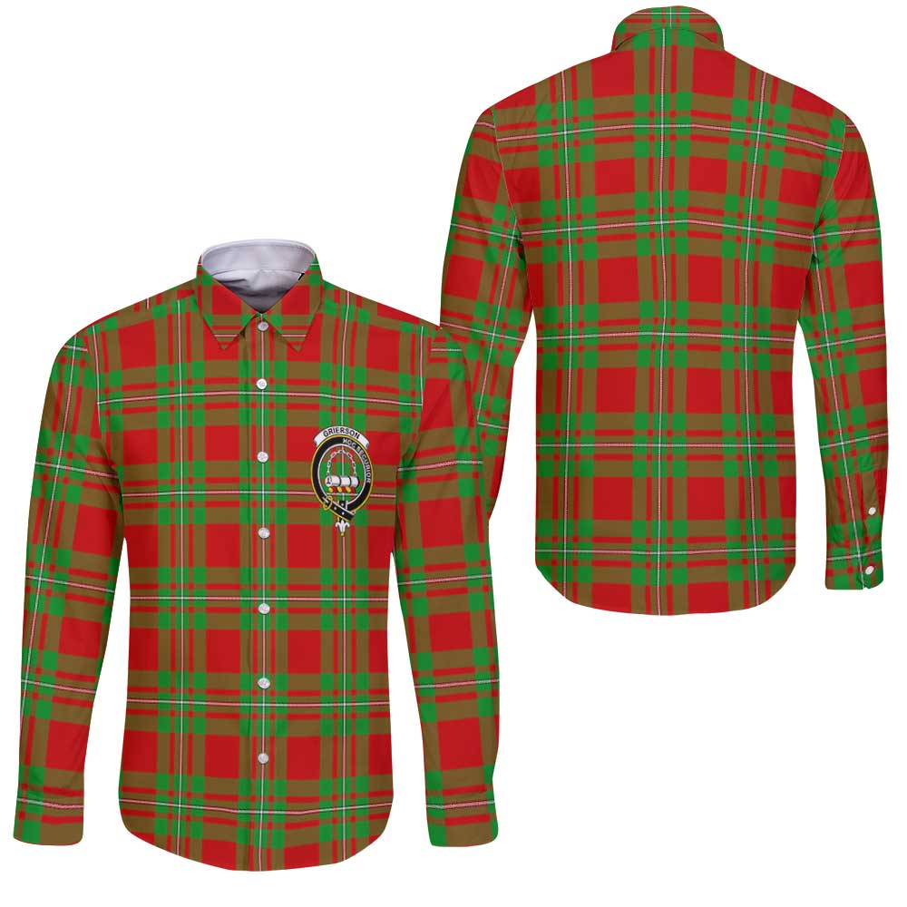 Clan Grierson Tartan Long Sleeve Button Shirt Crest And Plaid Basic Style