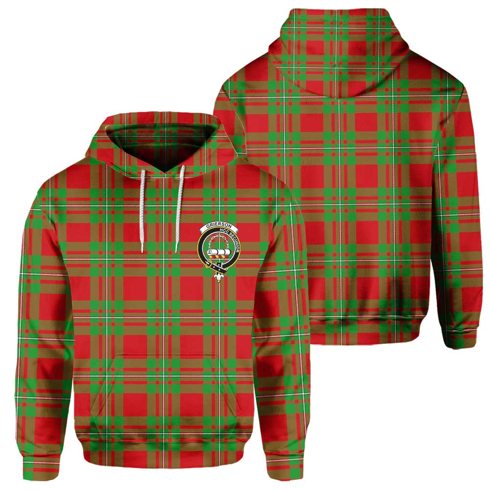 Clan Grierson Tartan Men Hoodie Crest And Plaid Basic Style