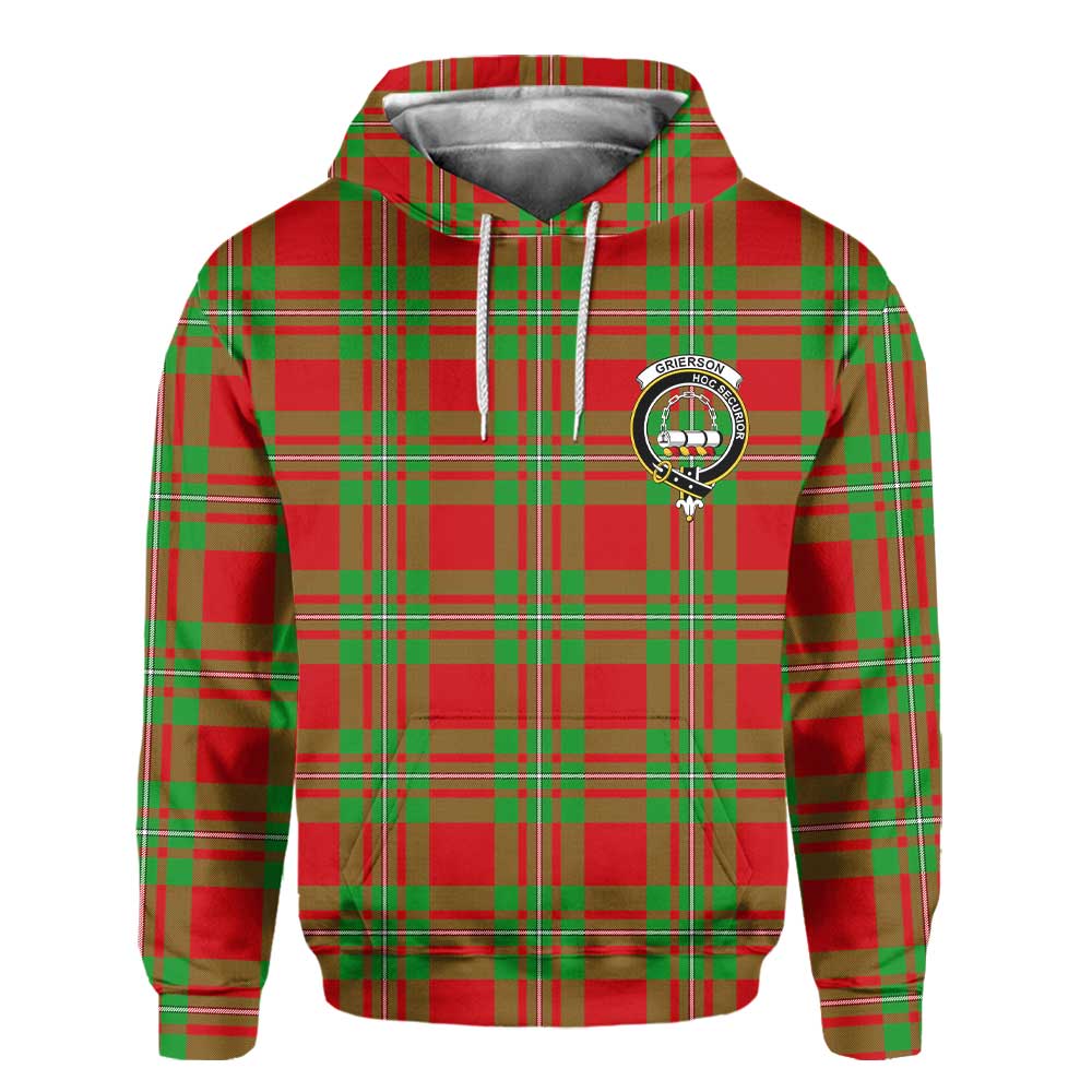 Clan Grierson Tartan Men Hoodie Crest And Plaid Basic Style