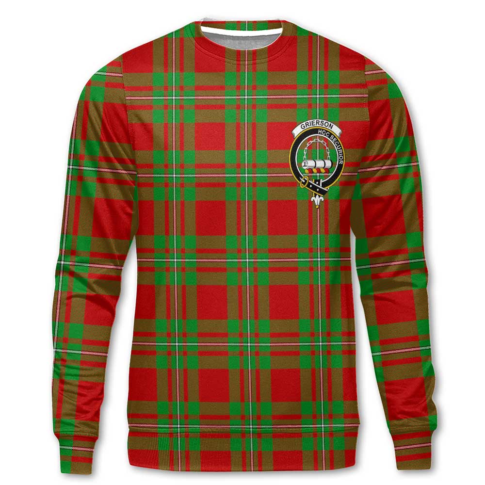 Clan Grierson Tartan Men Sweatshirt Crest And Plaid Basic Style