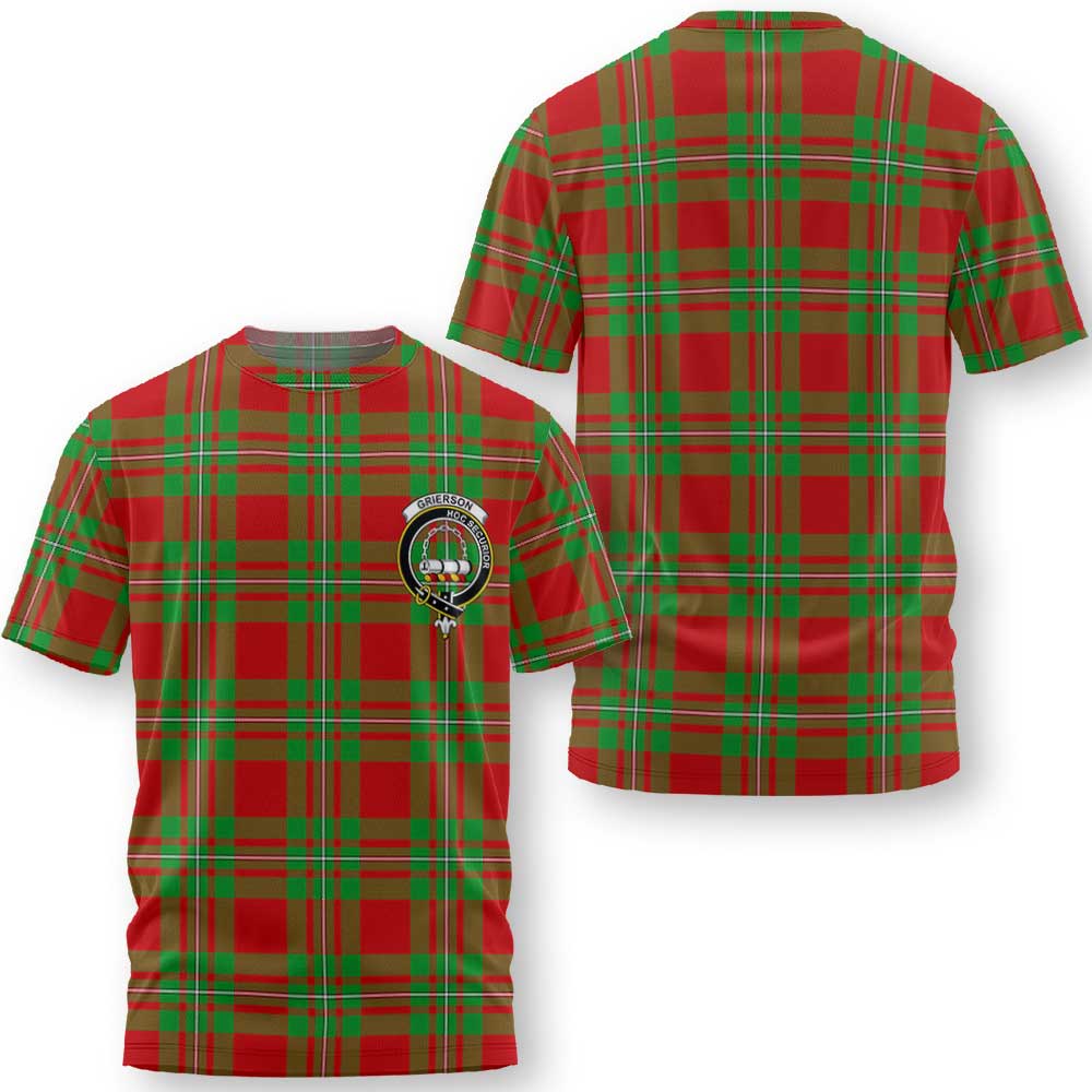 Clan Grierson Tartan Men T Shirt Crest And Plaid Basic Style