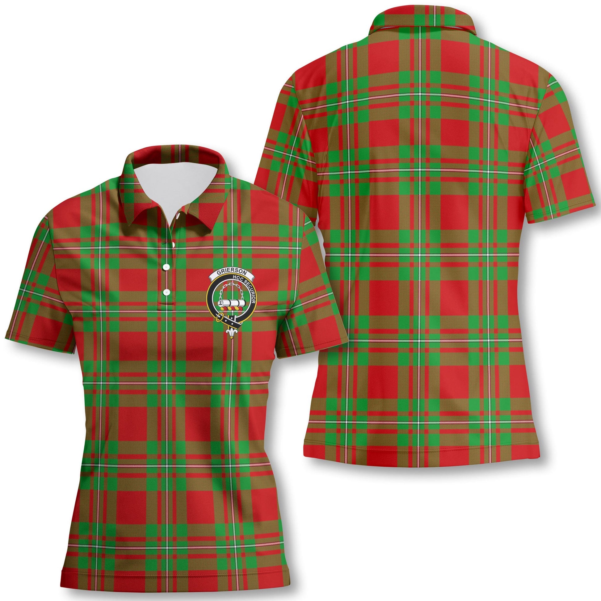 Clan Grierson Tartan Women Polo Shirt Crest And Plaid Basic Style