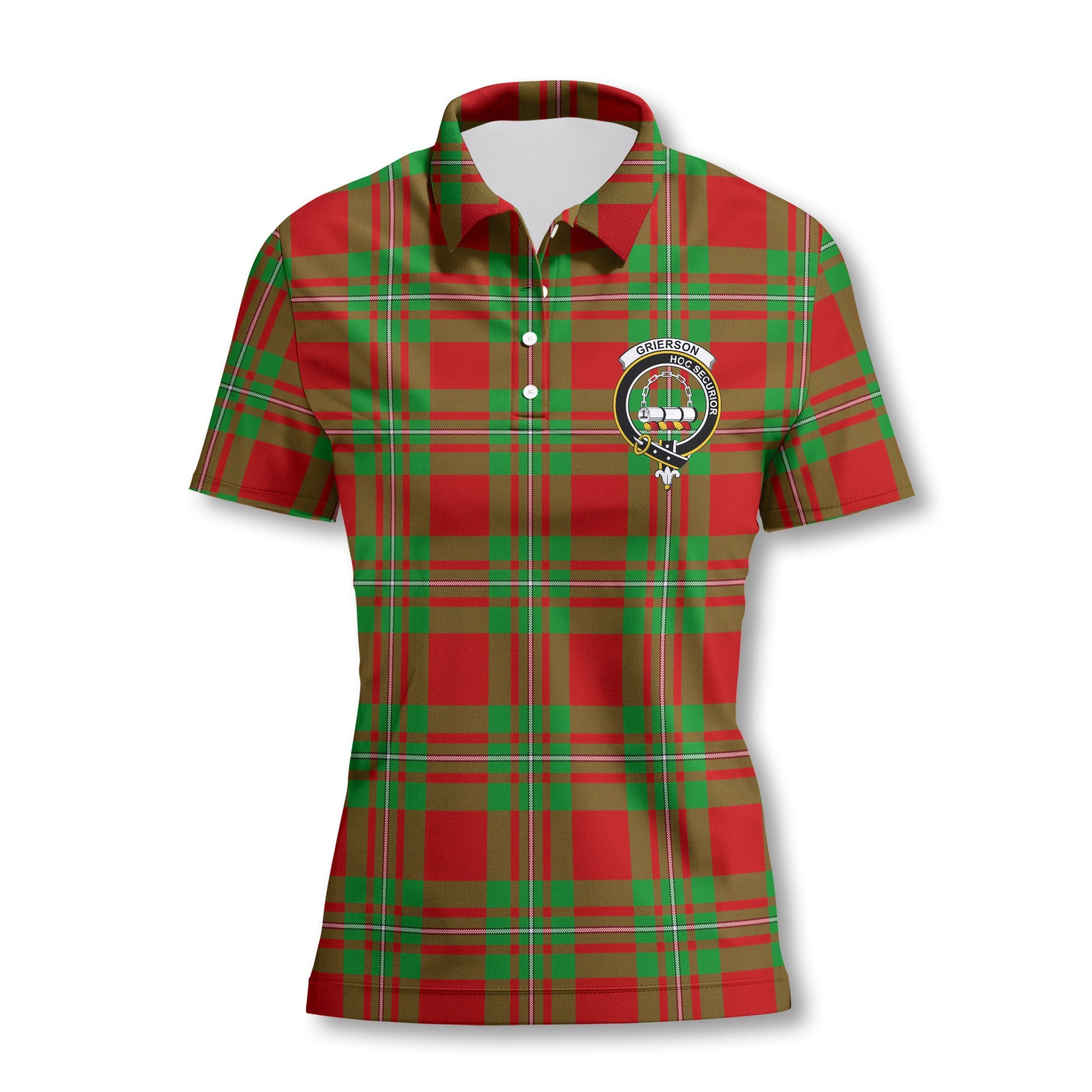 Clan Grierson Tartan Women Polo Shirt Crest And Plaid Basic Style