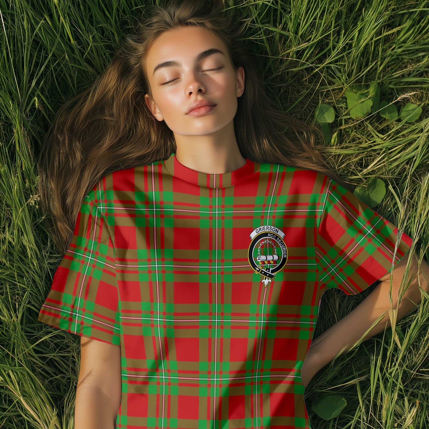 Clan Grierson Tartan Women T Shirt Crest And Plaid Basic Style