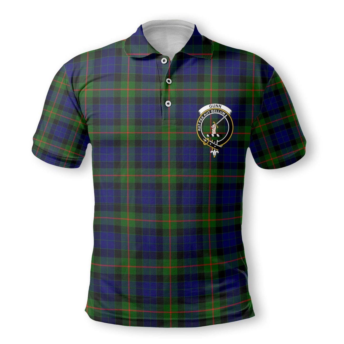 Clan Gunn Tartan Golf Men Polo Shirt Crest And Plaid Basic Style