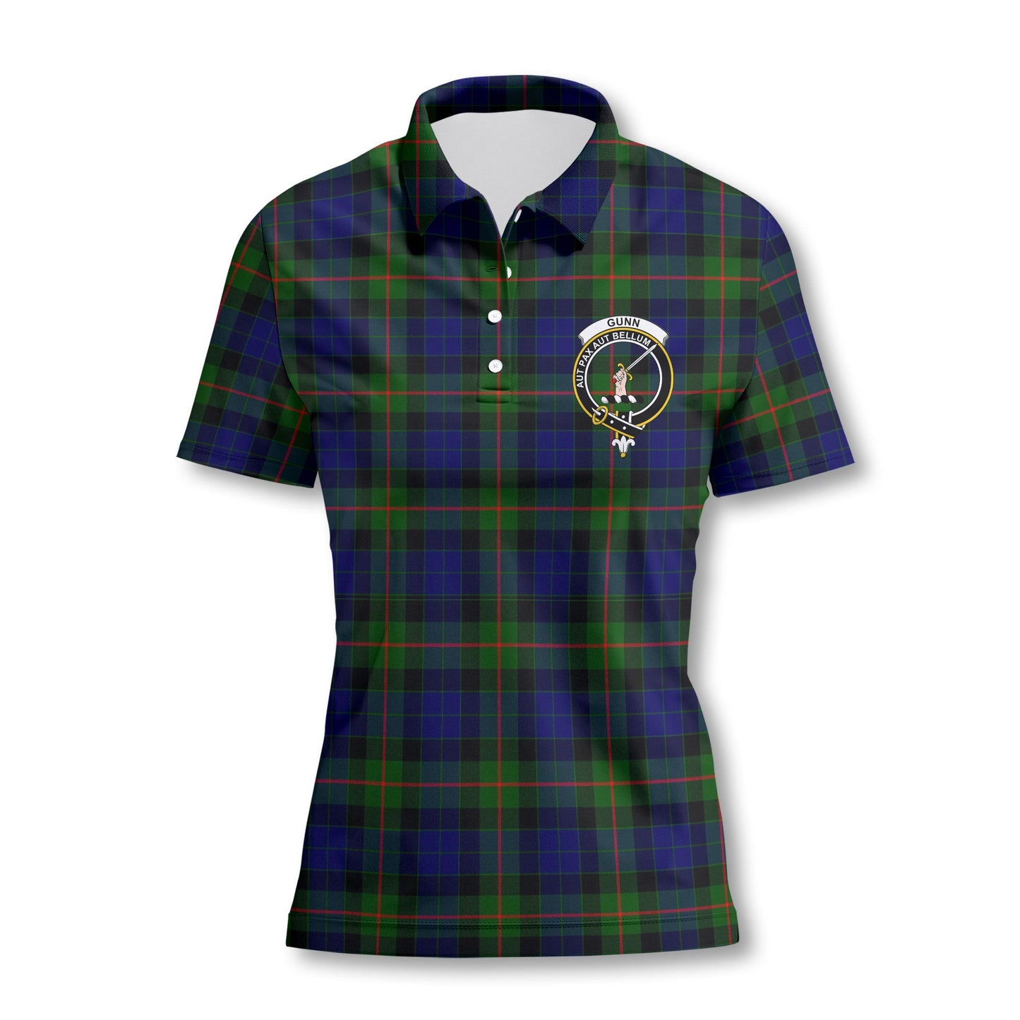 Clan Gunn Tartan Women Polo Shirt Crest And Plaid Basic Style