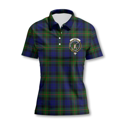 Clan Gunn Tartan Women Polo Shirt Crest And Plaid Basic Style