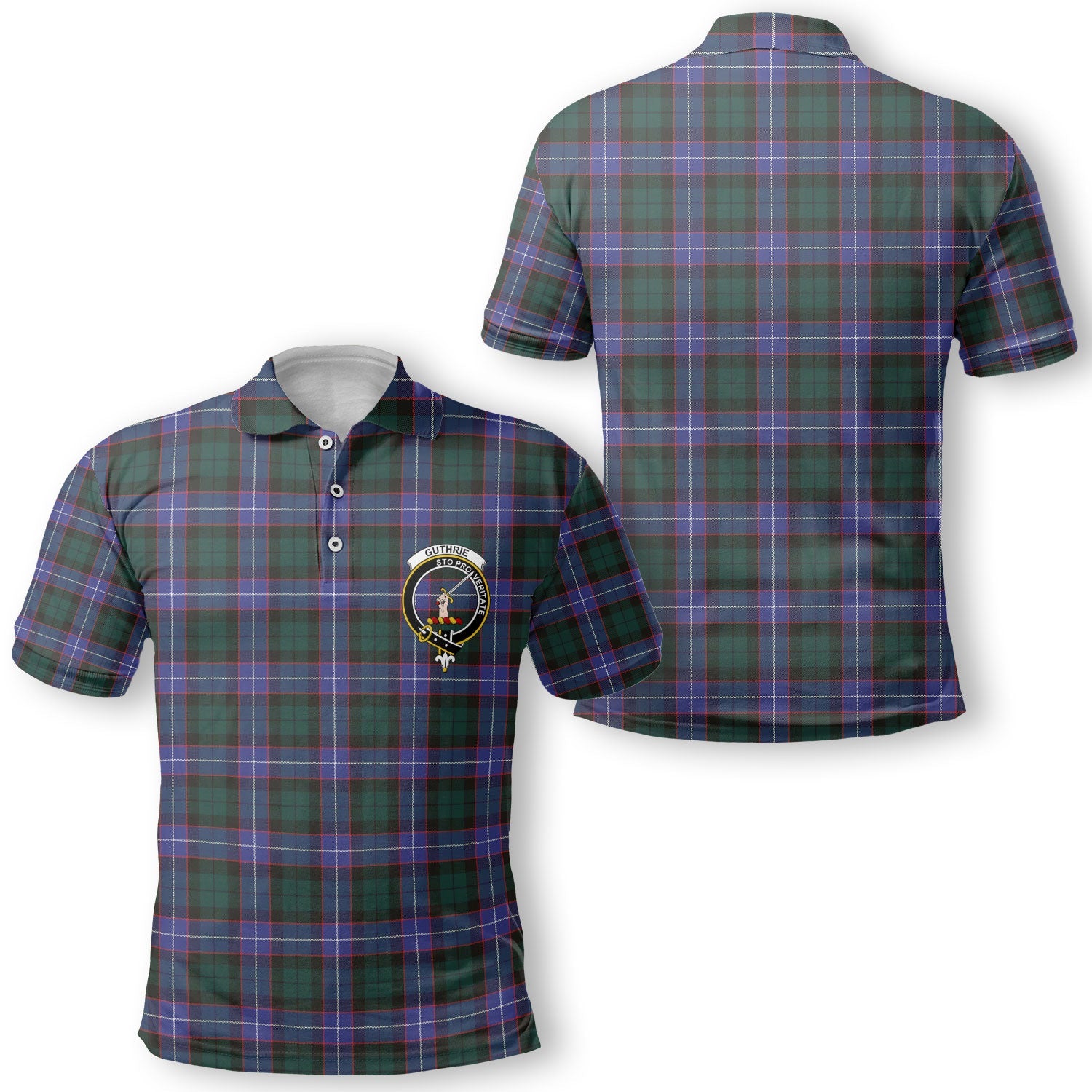 Clan Guthrie Tartan Golf Men Polo Shirt Crest And Plaid Basic Style