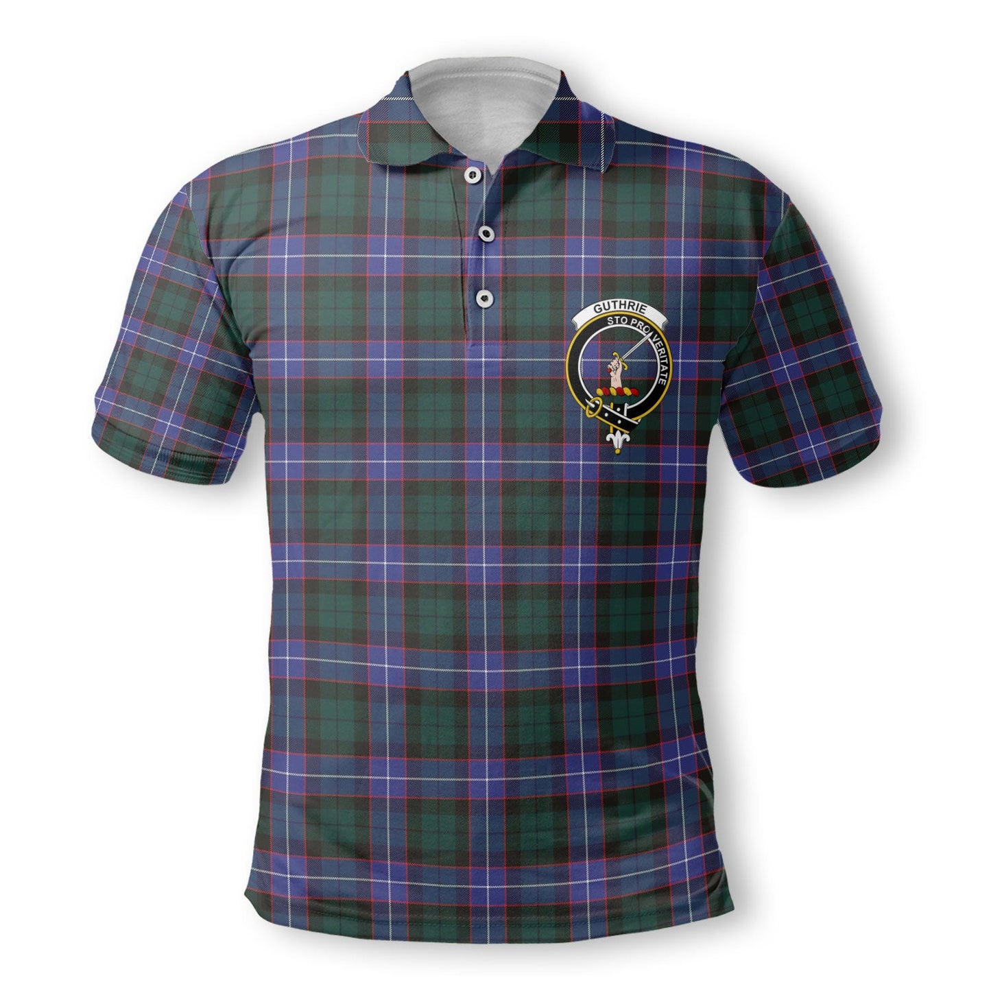 Clan Guthrie Tartan Golf Men Polo Shirt Crest And Plaid Basic Style