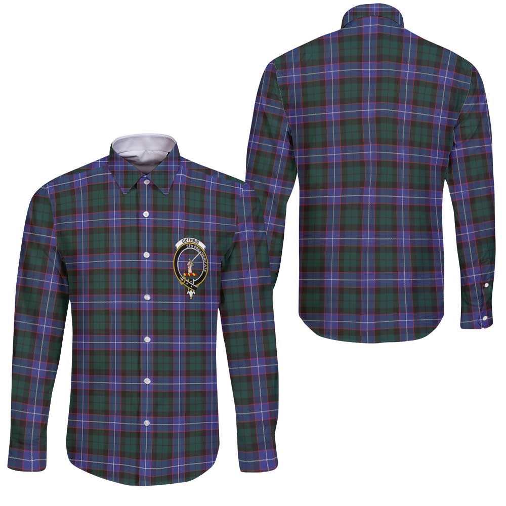 Clan Guthrie Tartan Long Sleeve Button Shirt Crest And Plaid Basic Style