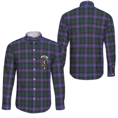 Clan Guthrie Tartan Long Sleeve Button Shirt Crest And Plaid Basic Style