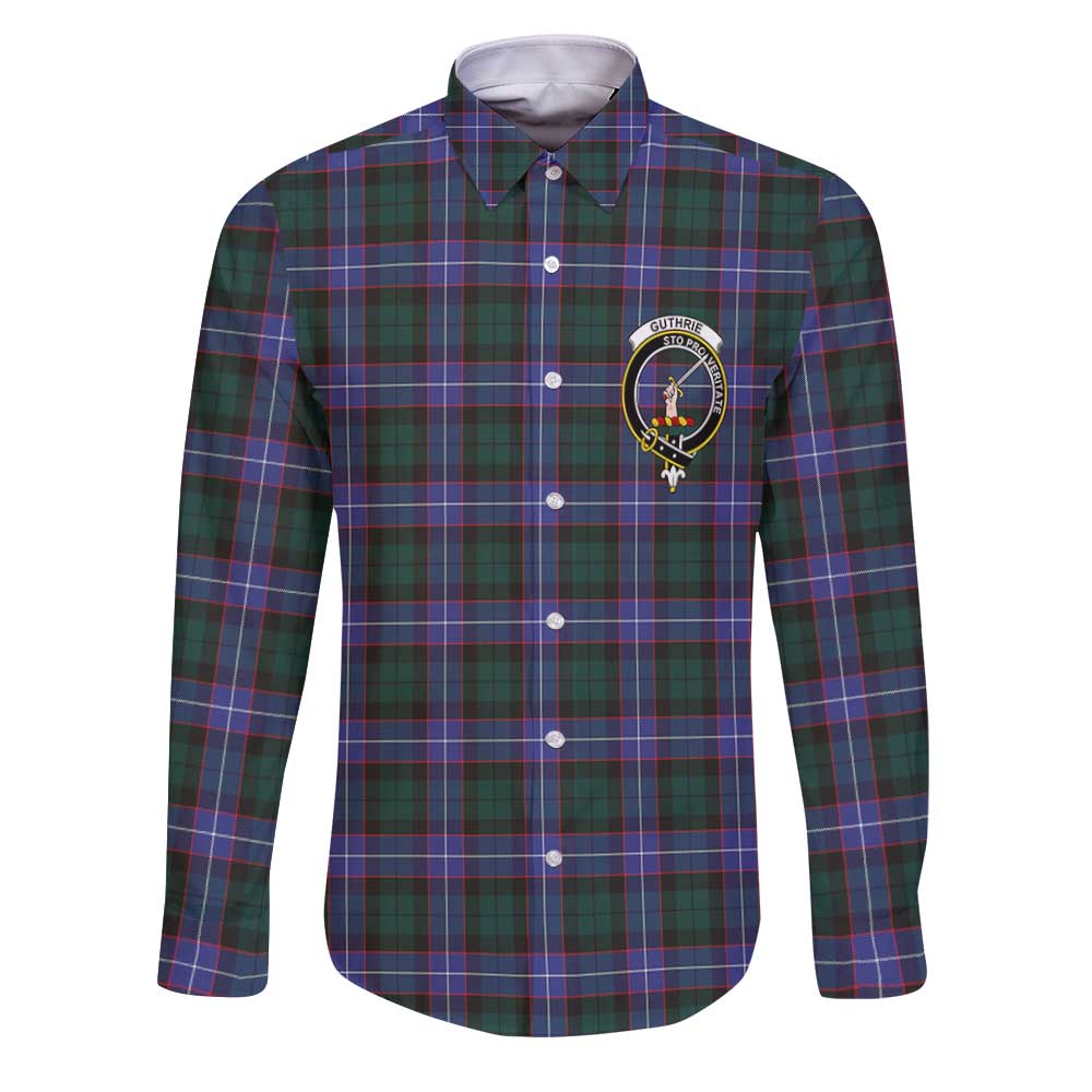 Clan Guthrie Tartan Long Sleeve Button Shirt Crest And Plaid Basic Style