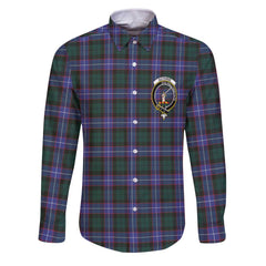 Clan Guthrie Tartan Long Sleeve Button Shirt Crest And Plaid Basic Style