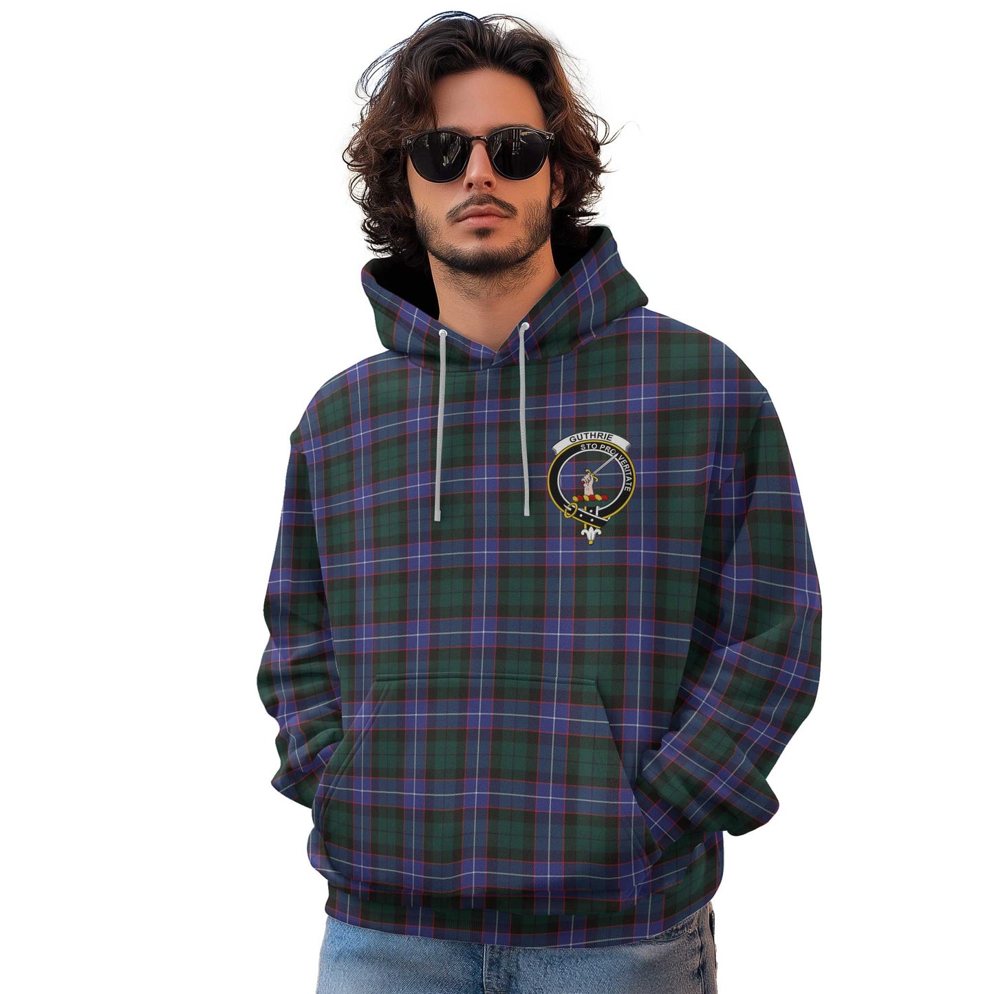 Clan Guthrie Tartan Men Hoodie Crest And Plaid Basic Style