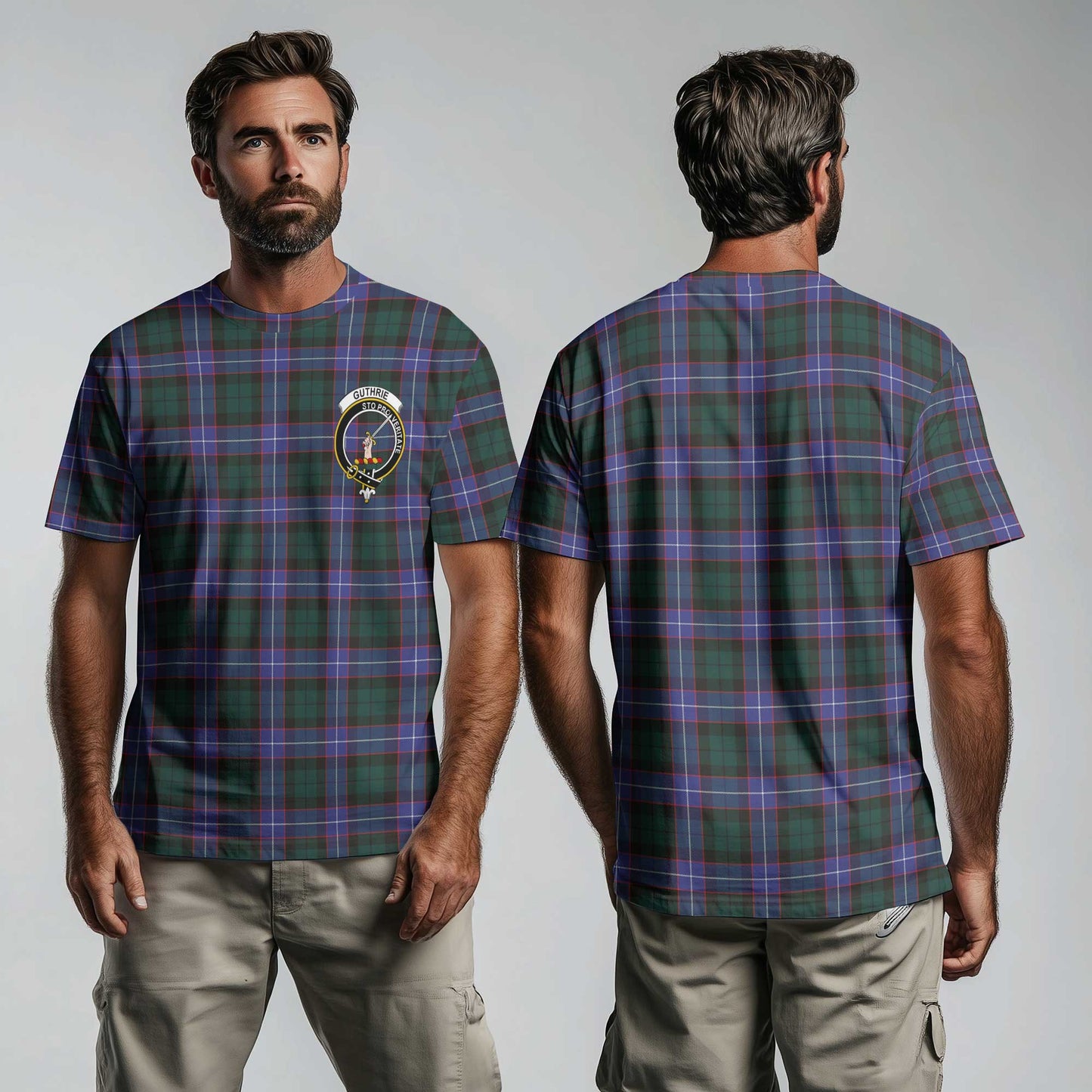 Clan Guthrie Tartan Men T Shirt Crest And Plaid Basic Style