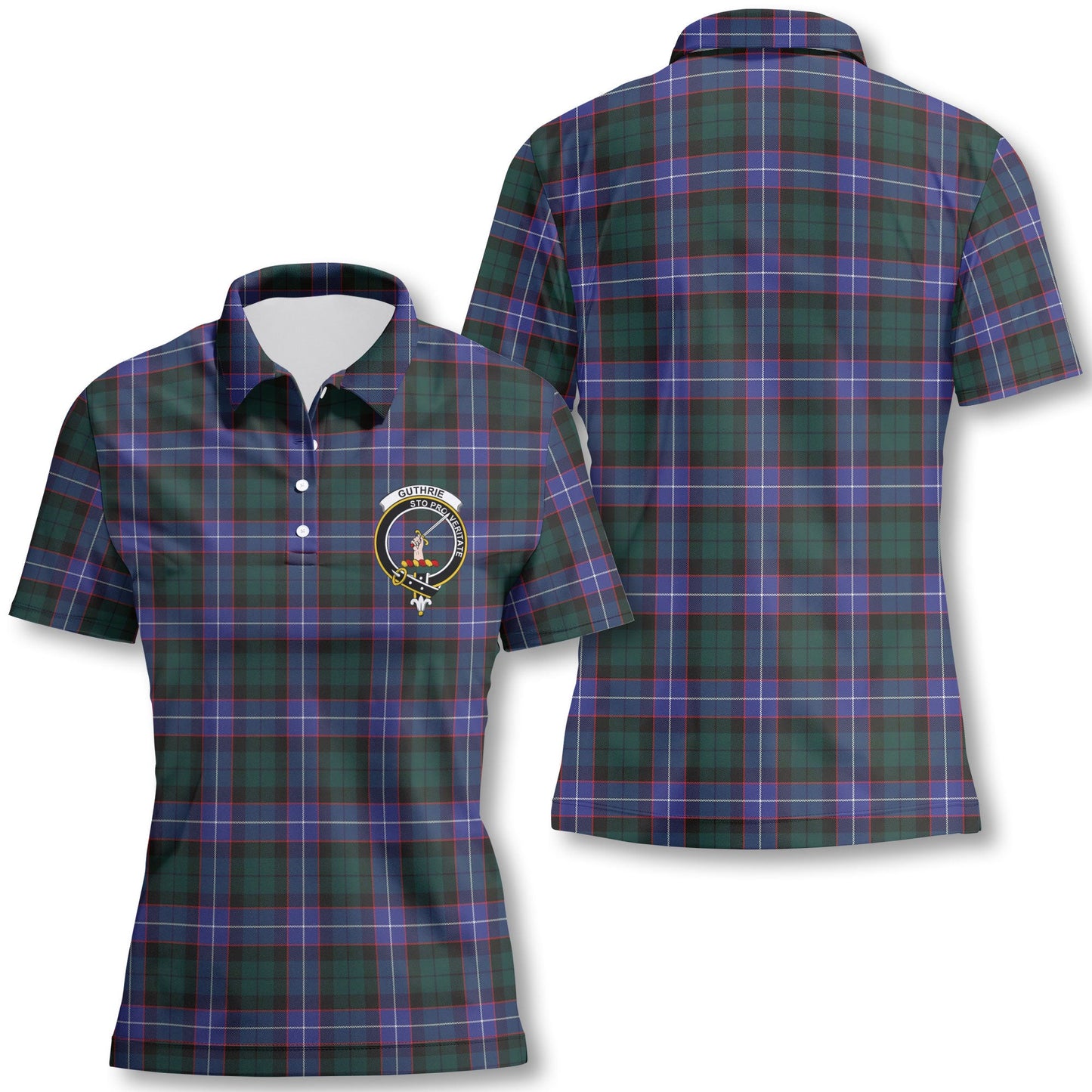 Clan Guthrie Tartan Women Polo Shirt Crest And Plaid Basic Style