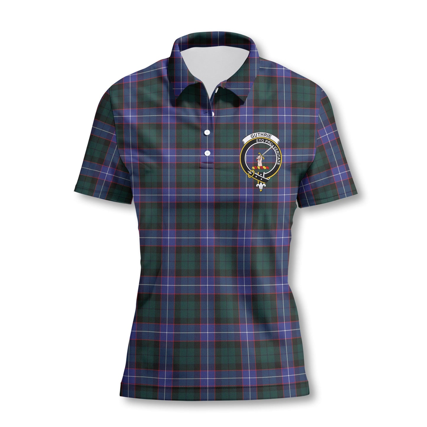 Clan Guthrie Tartan Women Polo Shirt Crest And Plaid Basic Style