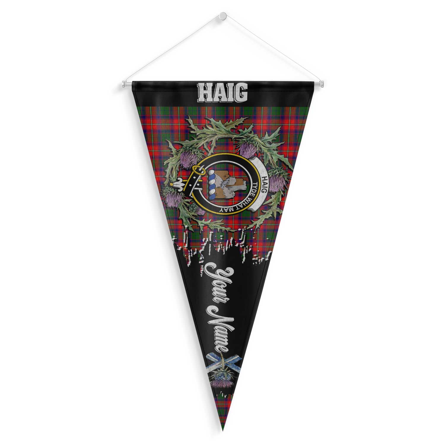 Clan Haig Tartan Felt Pennant Crest And Plaid Basic Style