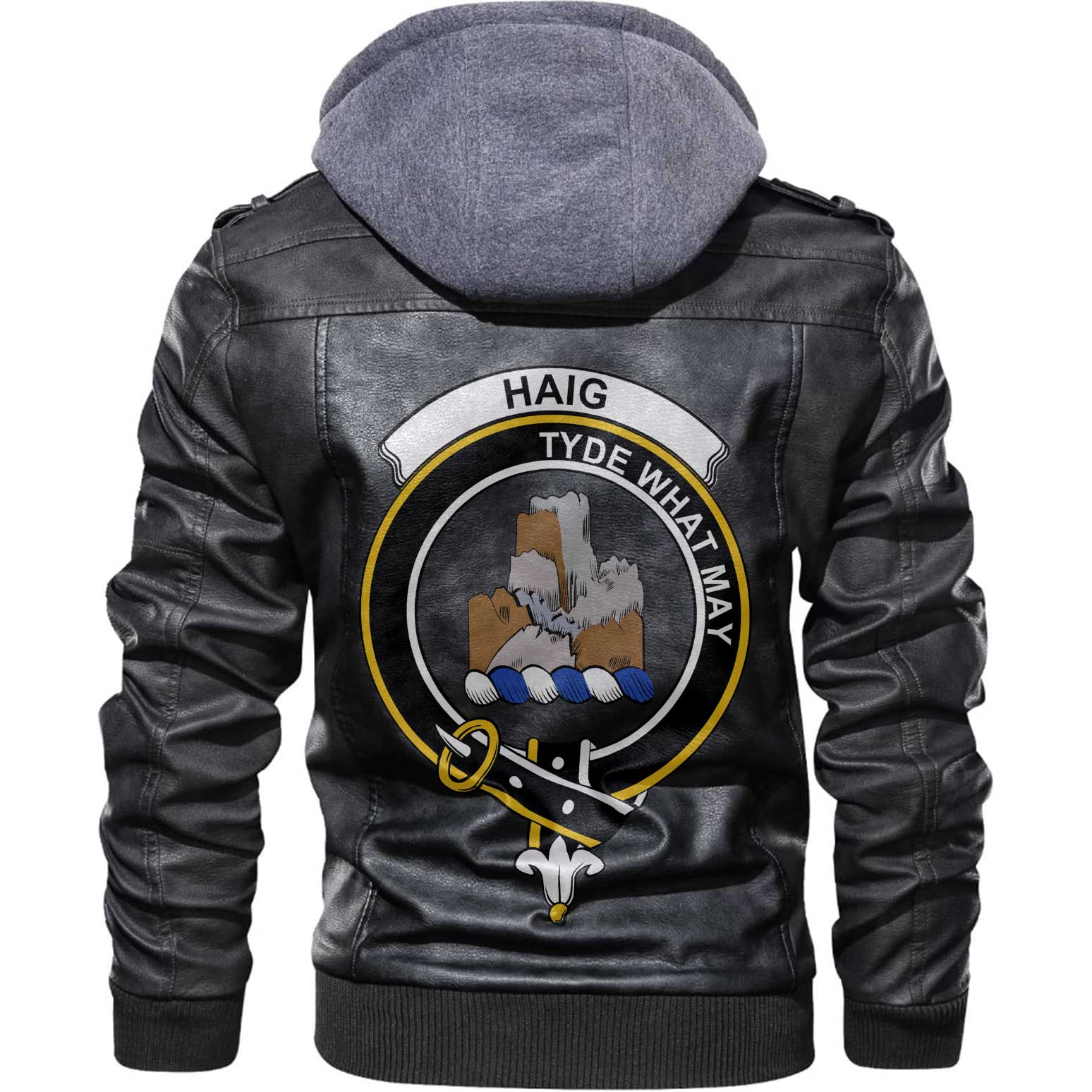 Clan Haig Tartan Zip Leather Jacket Crest And Plaid Basic Style
