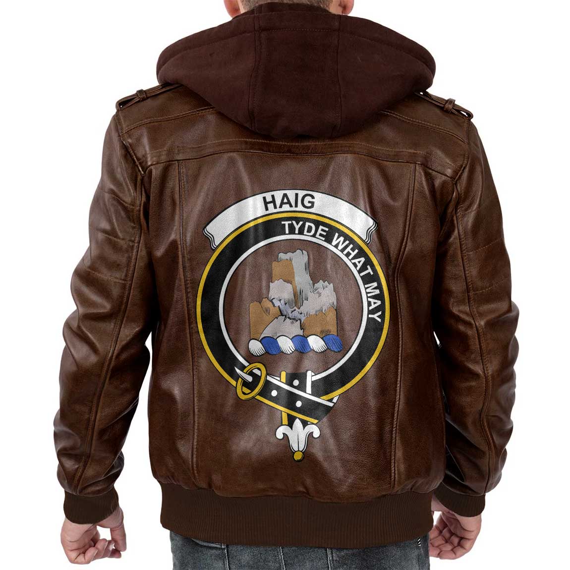 Clan Haig Tartan Zip Leather Jacket Crest And Plaid Basic Style