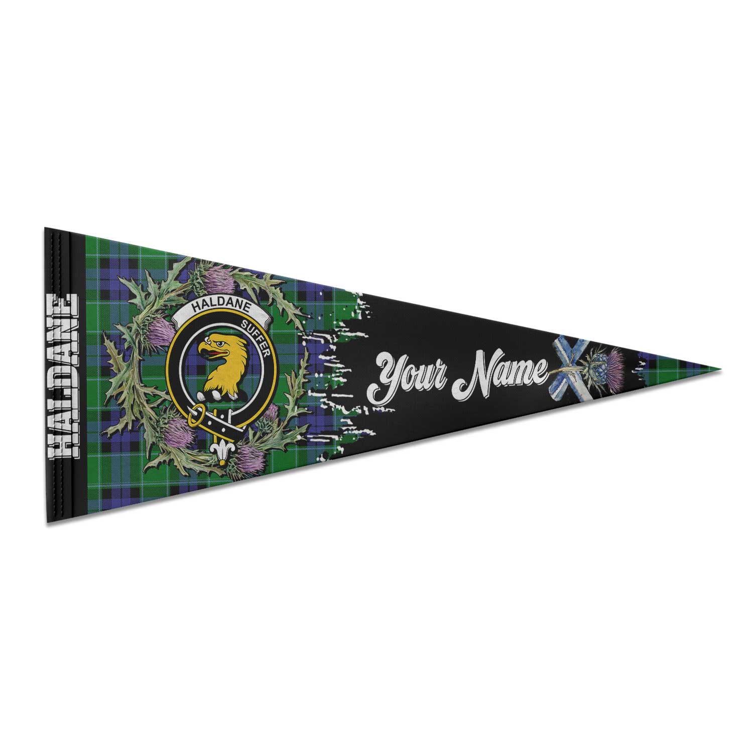 Clan Haldane Tartan Felt Pennant Crest And Plaid Basic Style