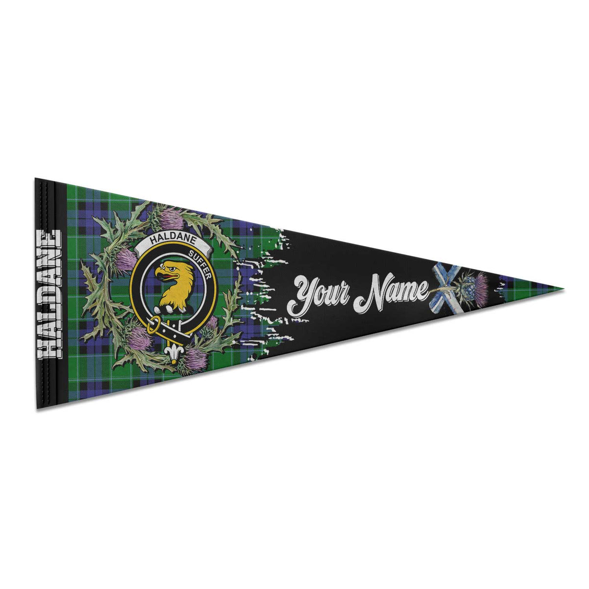 Clan Haldane Tartan Felt Pennant Crest And Plaid Basic Style