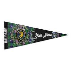 Clan Haldane Tartan Felt Pennant Crest And Plaid Basic Style