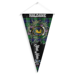 Clan Haldane Tartan Felt Pennant Crest And Plaid Basic Style