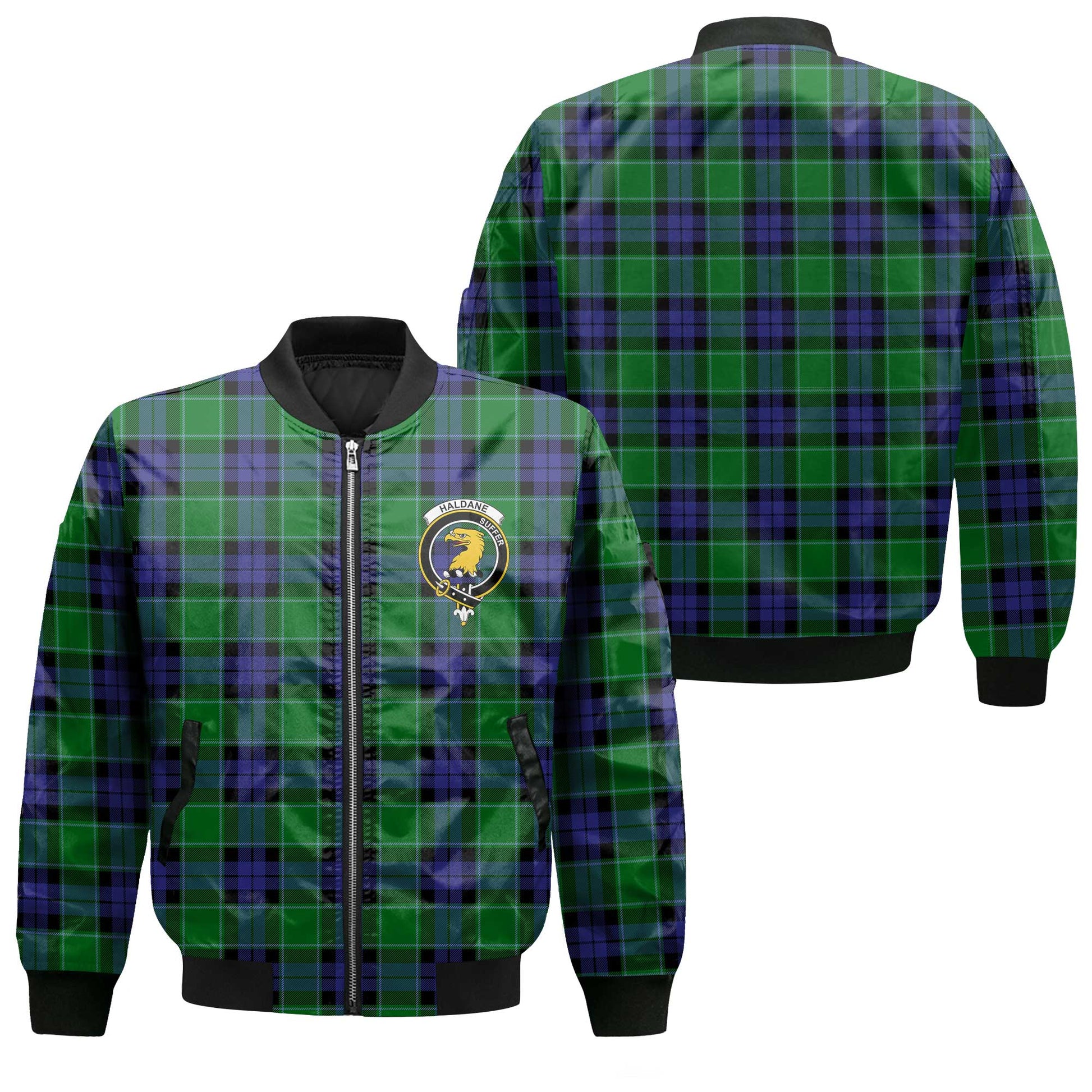 Clan Haldane Tartan Men Bomber Jacket Crest And Plaid Basic Style