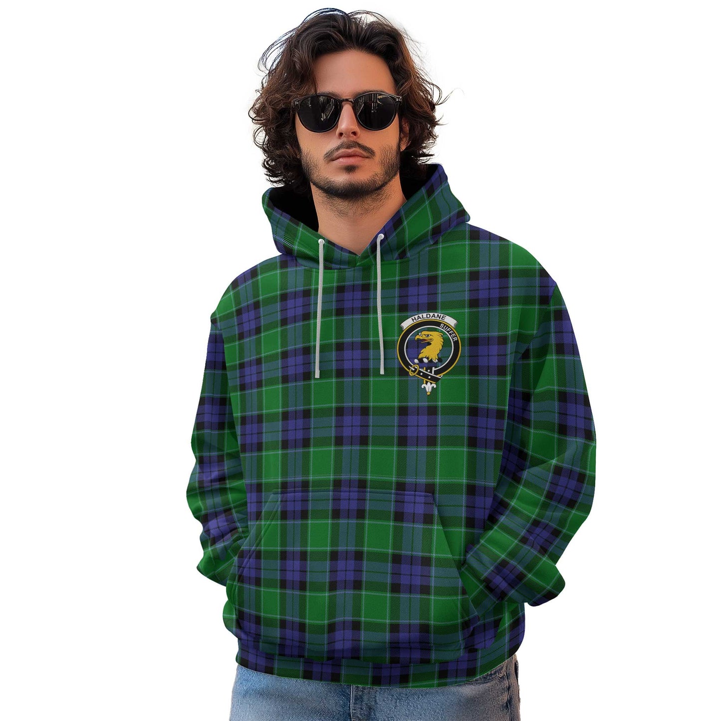 Clan Haldane Tartan Men Hoodie Crest And Plaid Basic Style