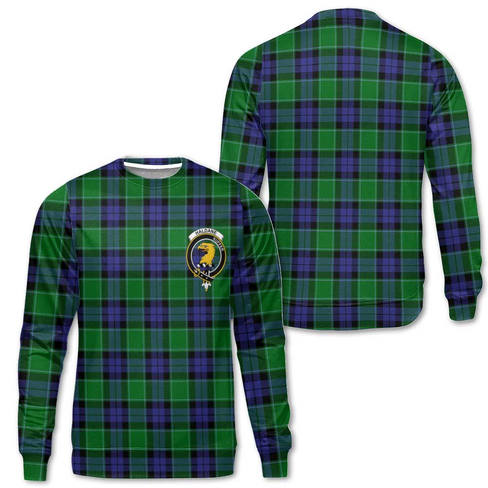 Clan Haldane Tartan Men Sweatshirt Crest And Plaid Basic Style