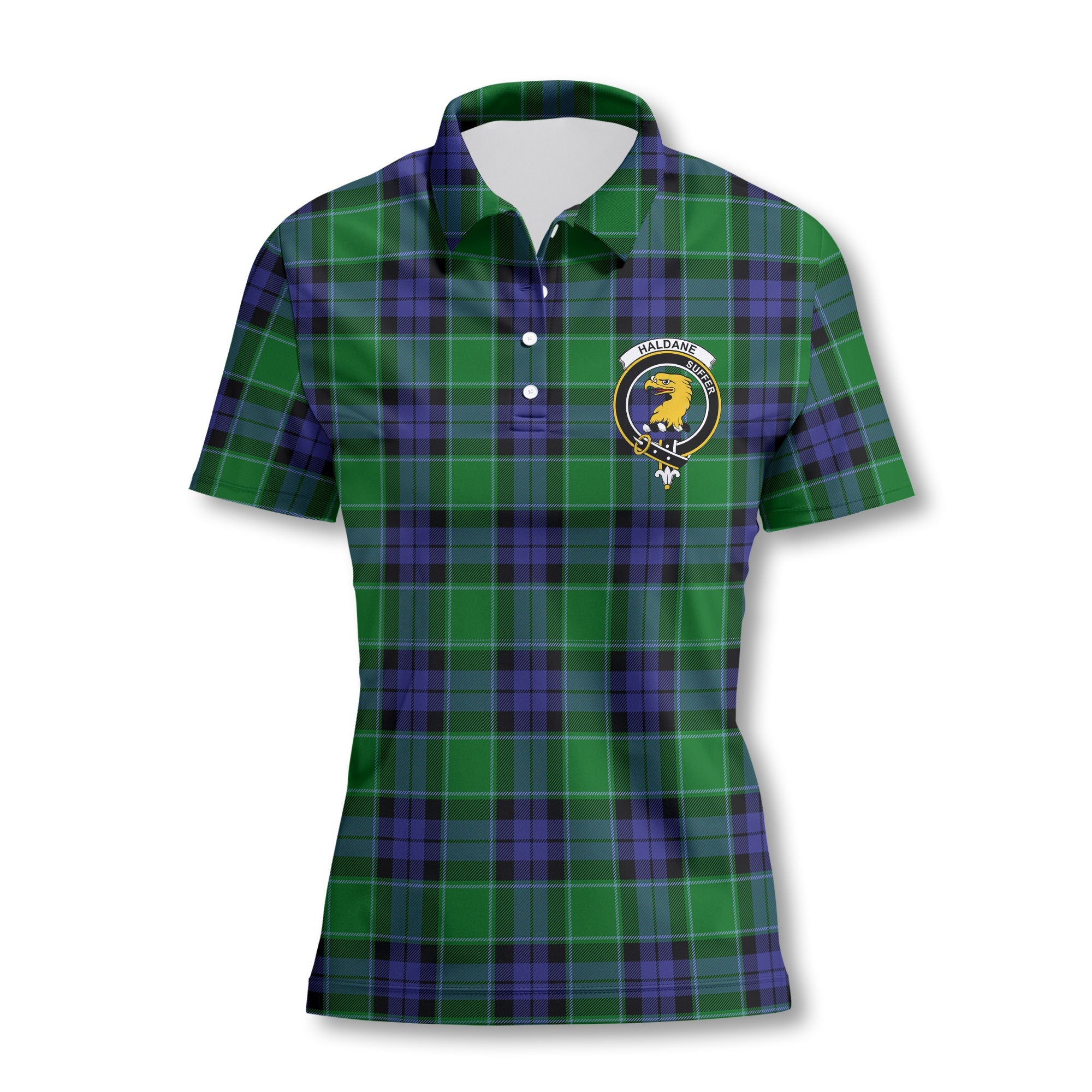 Clan Haldane Tartan Women Polo Shirt Crest And Plaid Basic Style