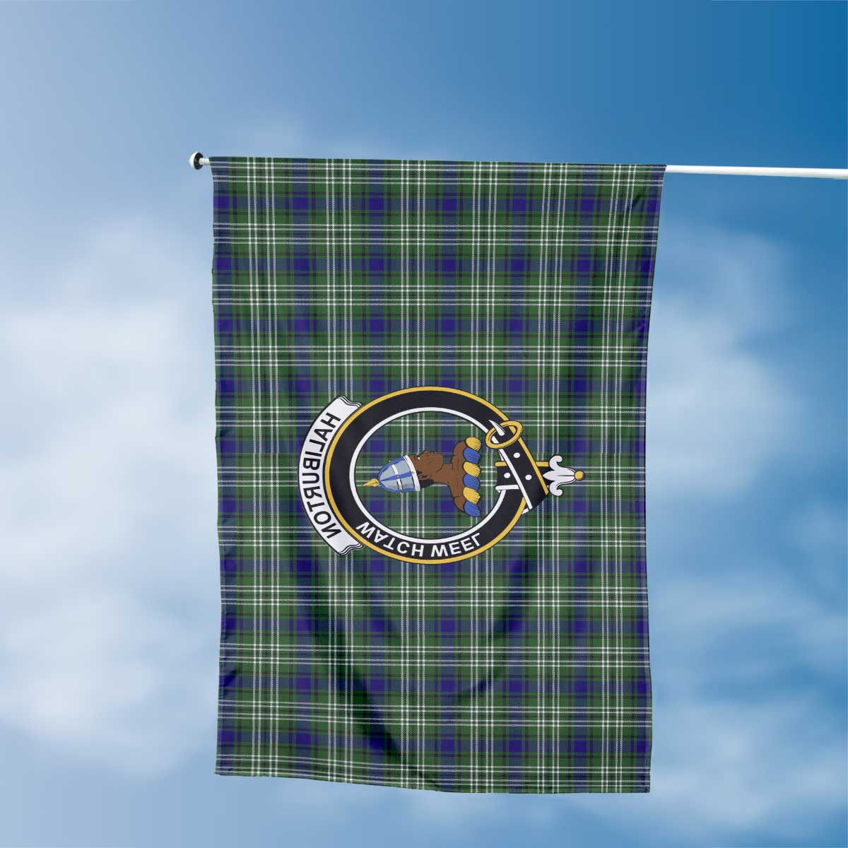 Clan Haliburton Tartan Flag Crest And Plaid Basic Style