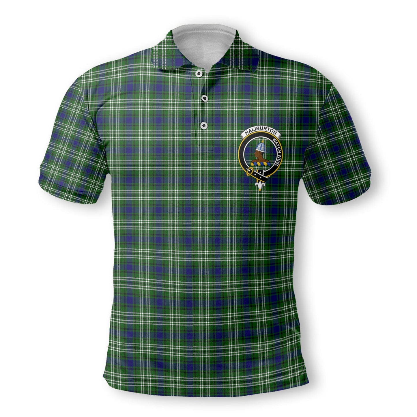 Clan Haliburton Tartan Golf Men Polo Shirt Crest And Plaid Basic Style