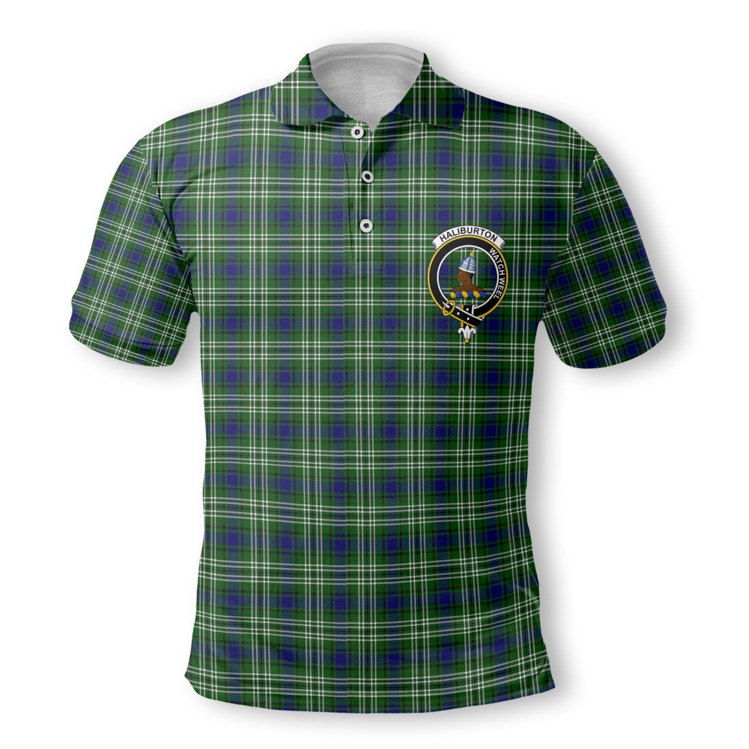 Clan Haliburton Tartan Men Polo Shirt Crest And Plaid Basic Style