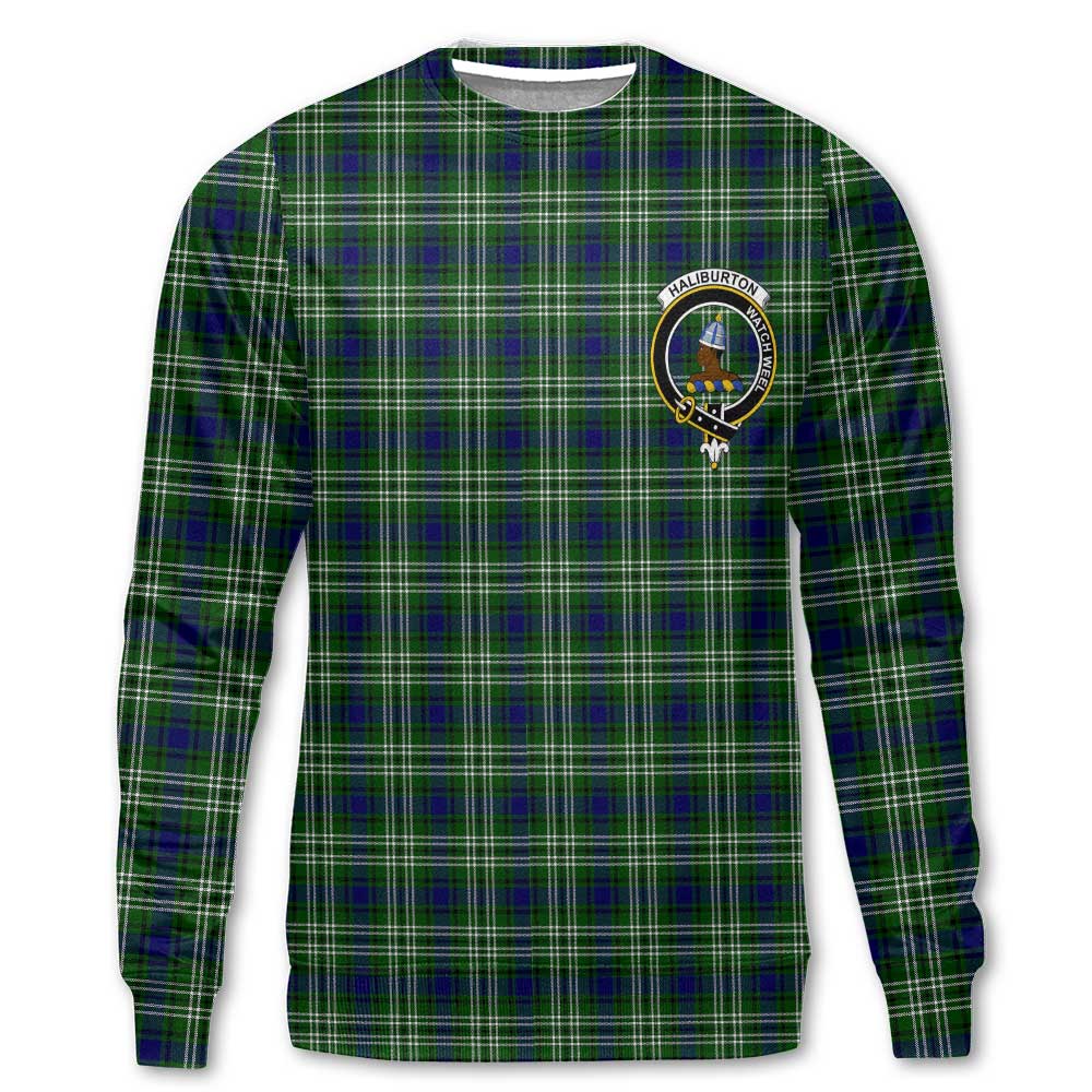 Clan Haliburton Tartan Men Sweatshirt Crest And Plaid Basic Style