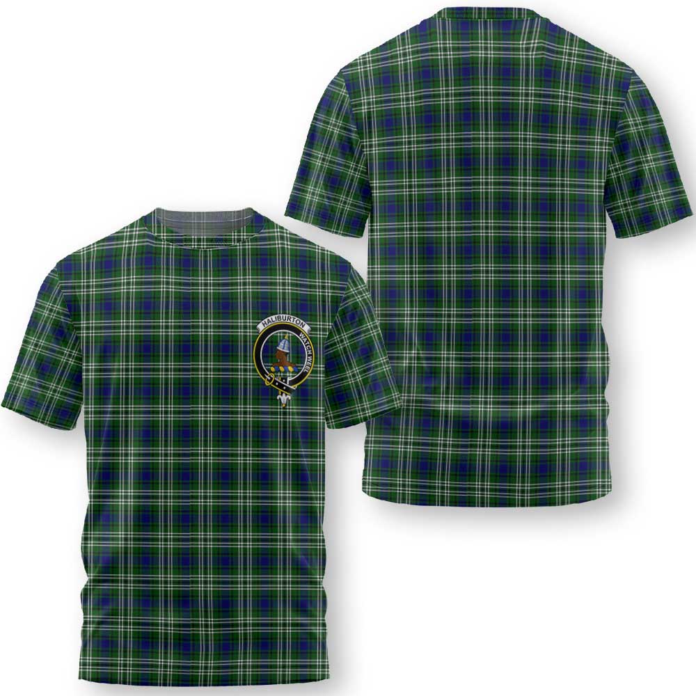 Clan Haliburton Tartan Men T Shirt Crest And Plaid Basic Style