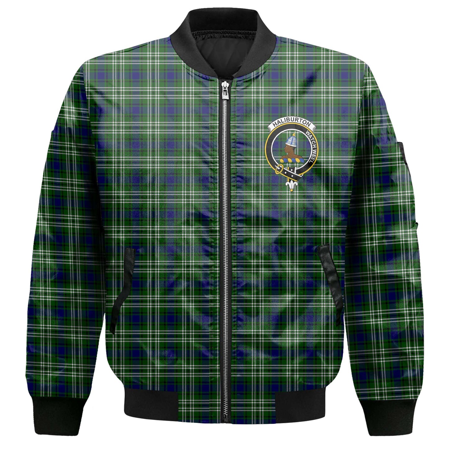 Clan Haliburton Tartan Women Bomber Jacket Crest And Plaid Basic Style