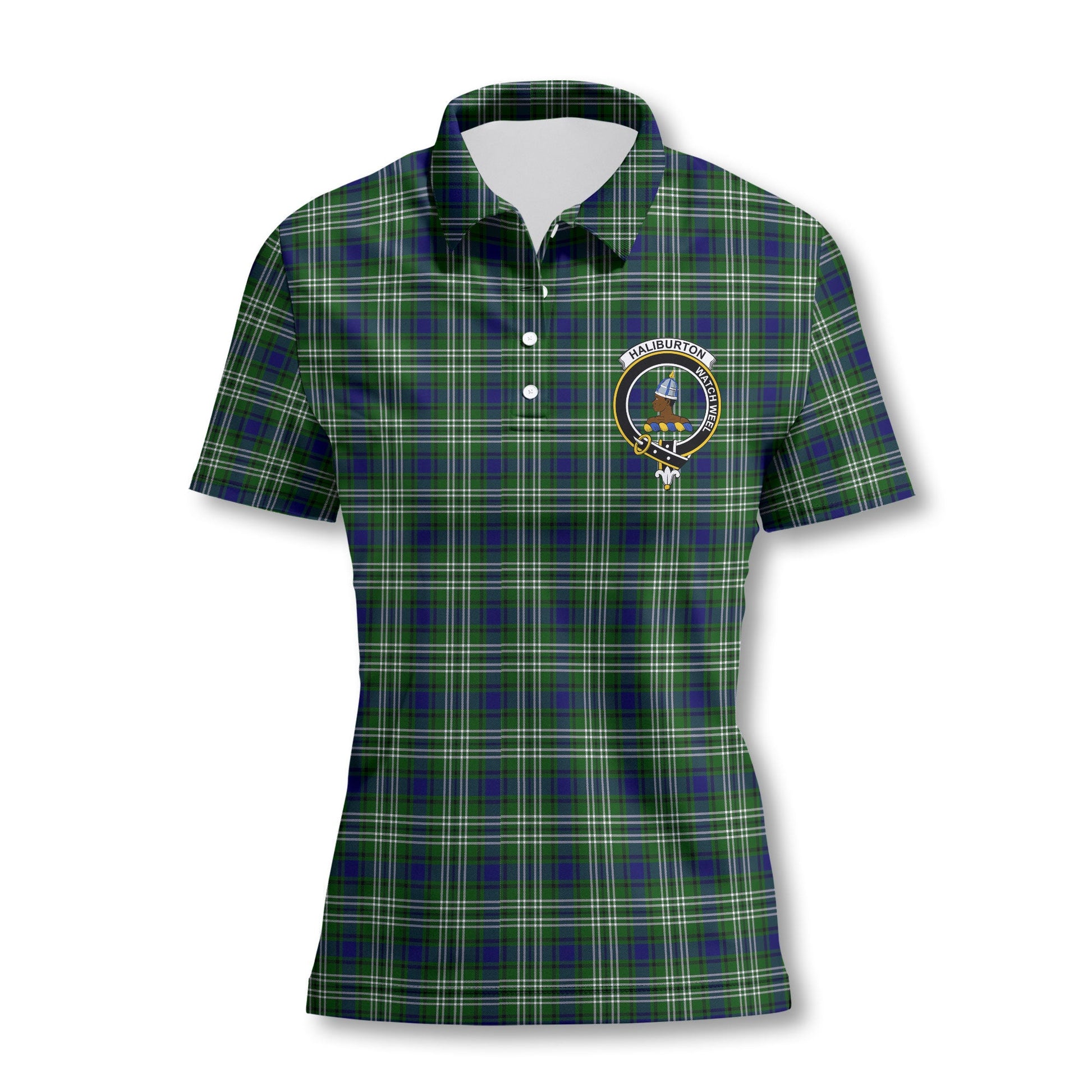 Clan Haliburton Tartan Women Polo Shirt Crest And Plaid Basic Style