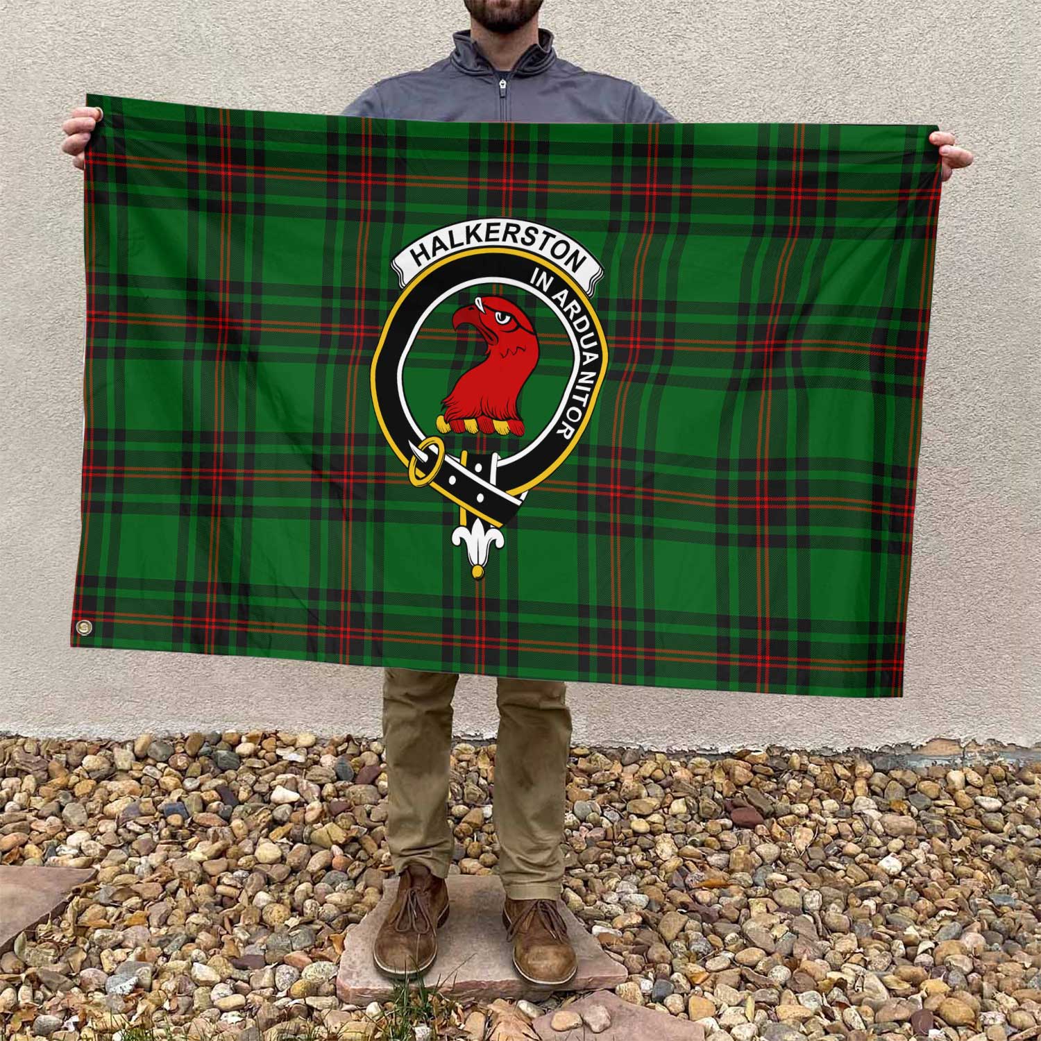 Clan Halkerston Tartan Flag Crest And Plaid Basic Style